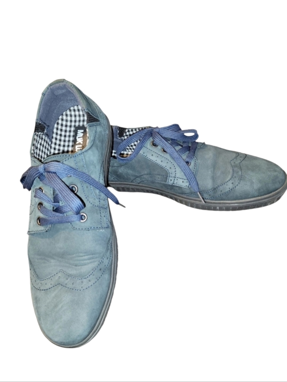 Muk Luks Parker Blue/Gray Leather Wing Tip Sneaker Size 10